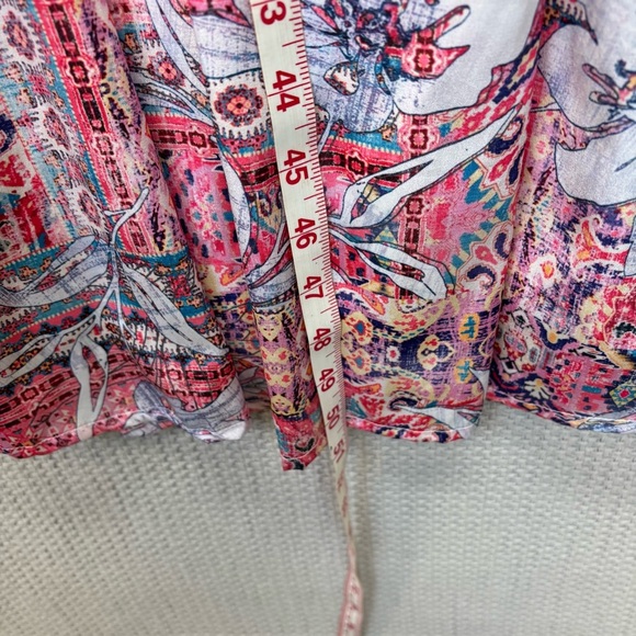 Karyn Seo Midi Boho Silky Dress Sz Med Pink Purple Floral Wedding Flutter Sleeve - Picture 8 of 8